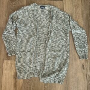 Modcloth Green Marled Open Front Long‎ Cardigan Sweater Classic Casual Cozy Med
